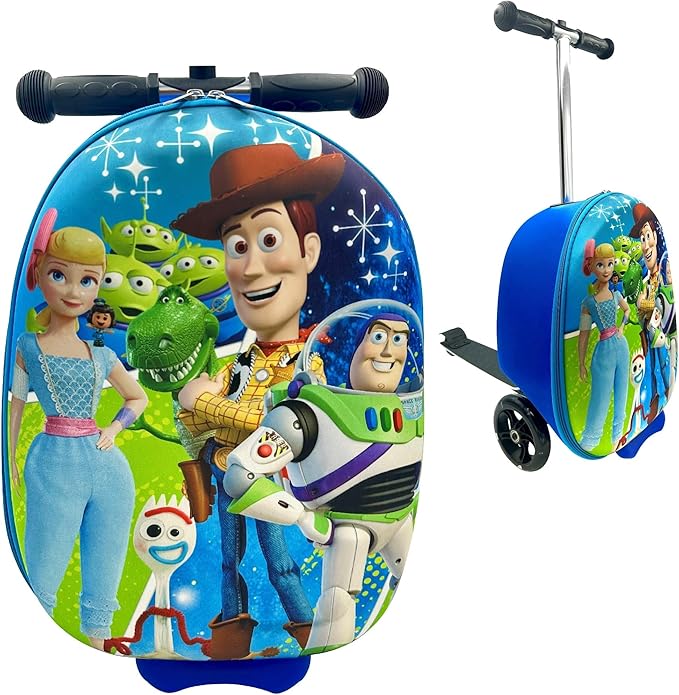Fast Forward Kid’s Licensed 18" Ride-On Suitcase Scooter - Lightweight Carry-On Foldable Scooter Luggage