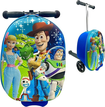 Fast Forward Kid’s Licensed 18" Ride-On Suitcase Scooter - Lightweight Carry-On Foldable Scooter Luggage