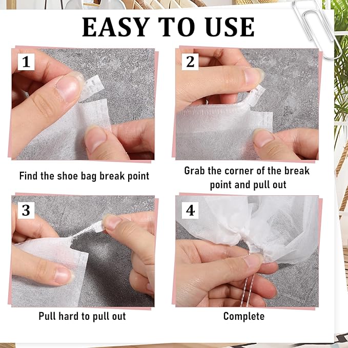 SHENLIU 200 Pcs Dust Proof Shoe Bag Drawstring Dust Bags for Purses Storage Bags for Handbags Non Woven Fabric Handbag Shoe Covers for Packing, Travel, Home Closet Organizer DustCover, 12.2 x 15 Inch