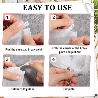 SHENLIU 200 Pcs Dust Proof Shoe Bag Drawstring Dust Bags for Purses Storage Bags for Handbags Non Woven Fabric Handbag Shoe Covers for Packing, Travel, Home Closet Organizer DustCover, 12.2 x 15 Inch