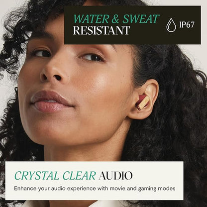 House of Marley Little Bird True Wireless Earbuds, Touch Controls, Built-in Mic, 24 Hours Playtime with Case, USB-C Quick Charge, Sustainable Materials, Movie and Gaming Mode (Red)