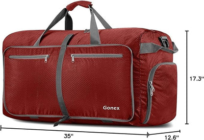 Gonex 40L 60L 80L 100L 150L Large Foldable Travel Duffle Bag with Shoes Compartment, Packable Lightweight Water Repellent Duffel Bag for Camping Gym Weekender Bag