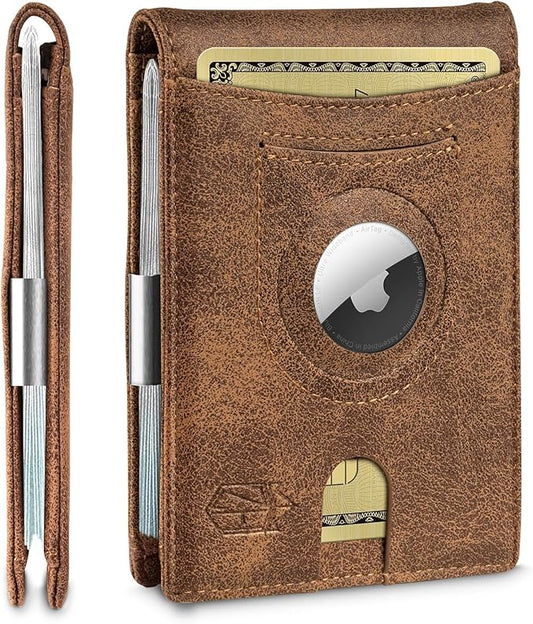 Zitahli Men's Wallets Airtag Holder Slim Rfid Leather with Gift Box