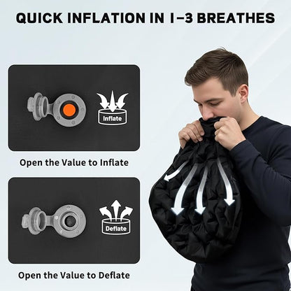 EULANT Inflatable Seat Cushion Lightweight Compact Stadium Seat Pad Camping Travel Air Seat Cushion for Airplane Hiking Bleachers Office Home Sports Events(Black)