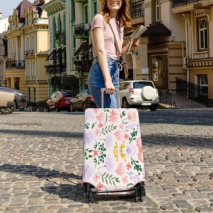 Travel Luggage Cover Suitcase Protector Fits 18-32 Inch Wheel Covers PatternedTravel Related Items Flower Luggage Protector Elastic M