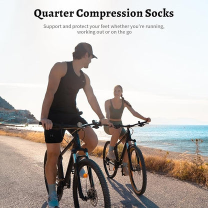 Compression Running Ankle Socks for Men and Women (6 Pairs), Quarter Athletic Socks for Running, Cycling, Golf, Work