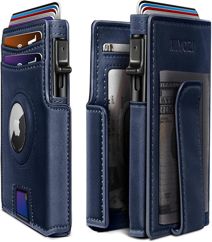 Airtag Wallet for Men,with Money Clip 10 Cards Metal Case Smart Slim Pop Up Credit Card Holder Flip with Magnetic Closure RFID Blocking wallet with Gift Box