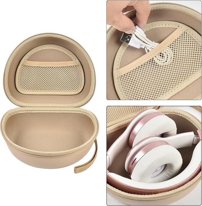 Headphone Case for Beats Solo 4/ for TOZO HT2/ for Glynzak/for Beats Studio Pro/for Beats Solo3/ for Beats Studio3 On-Ear Headphones, Foldable Bluetooth Wireless Headset (Extra Large) - Khaki