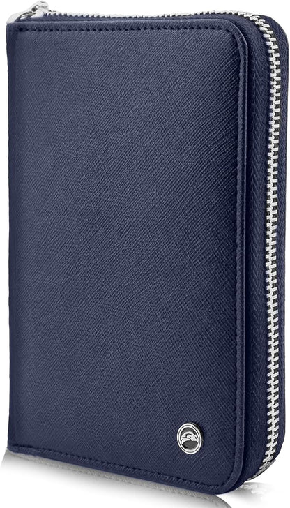 RFID Travel Wallet Passport Holder w/Zipper - Organizer Bag for Travel Documents – Safety Essentials Cover for Men Women