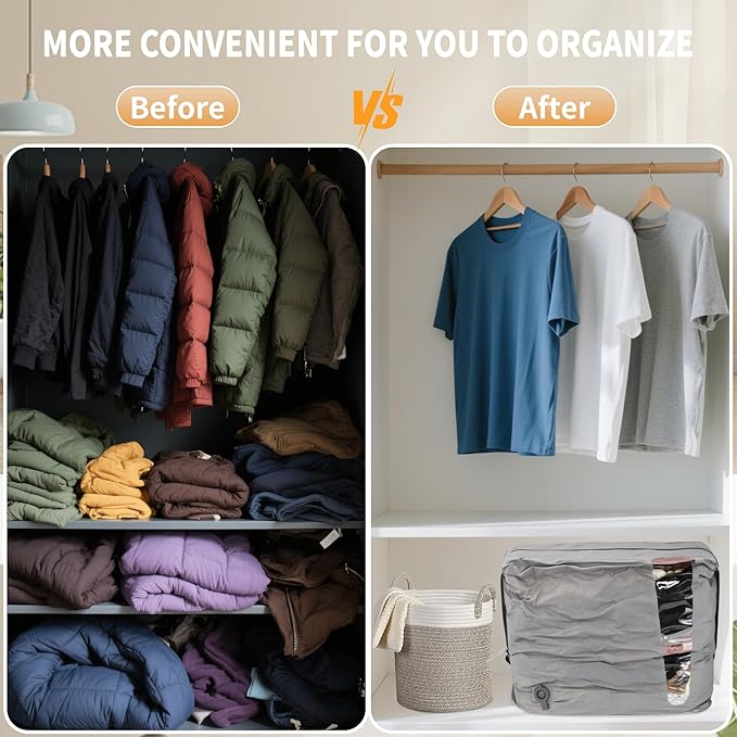 Reusable Vacuum Compression Space Saver Bag,Waterproof Professional IP67 Zip Vacuum Bags for Packing Organizers,Lightweight Compression Packing Bags for Home Family(No Pump)