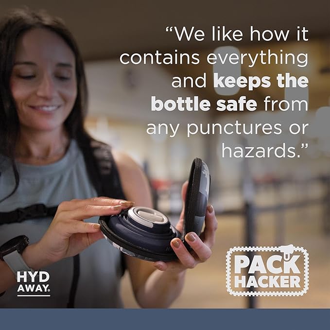 HYDAWAY Travel Case for Collapsible Bottles, Bowls & Cups - Protective Storage with Carabiner Clip - Durable, Water-Resistant, TSA-Friendly