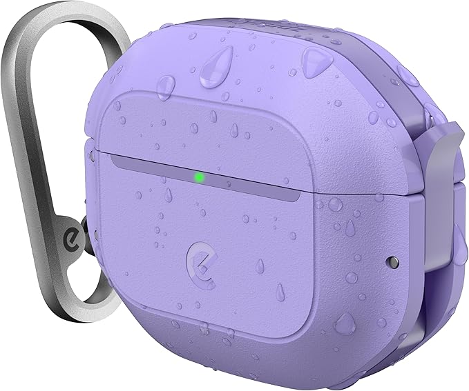 Keybudz for AirPods 4 Case with Lock - Fully Waterproof AirPods 4th Generation Case Cover - Keychain, Rugged Tough Protection, Hard Shell and Carabiner (Wild Lavender)