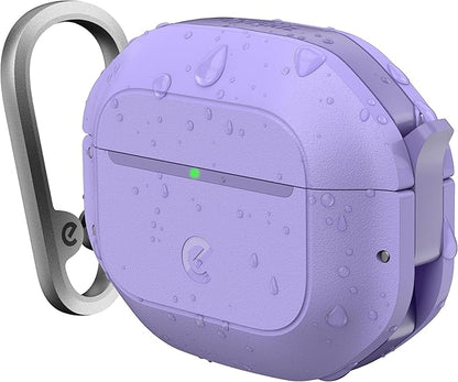 Keybudz for AirPods 4 Case with Lock - Fully Waterproof AirPods 4th Generation Case Cover - Keychain, Rugged Tough Protection, Hard Shell and Carabiner (Wild Lavender)
