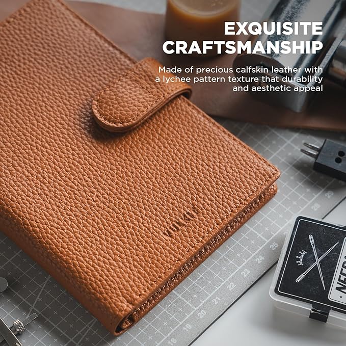 VULKIT Leather Passport Travel Wallet for 2 Passports Pocket Slim Double Passport Holder RFID Blocking with ID Window for Women or Men