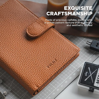 VULKIT Leather Passport Travel Wallet for 2 Passports Pocket Slim Double Passport Holder RFID Blocking with ID Window for Women or Men