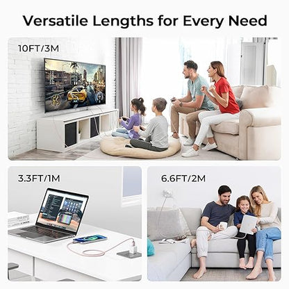 Basesailor USB Type C Charger Cable 10FT 2Pack,Charging Cord for Kindle Fire HD 7 2022 12th,10 9th 2019,8 10th 2020,Paperwhite 11th 2021 Generation,Samsung Galaxy A03s,A51,A52,A53,iPhone 17 16 16e