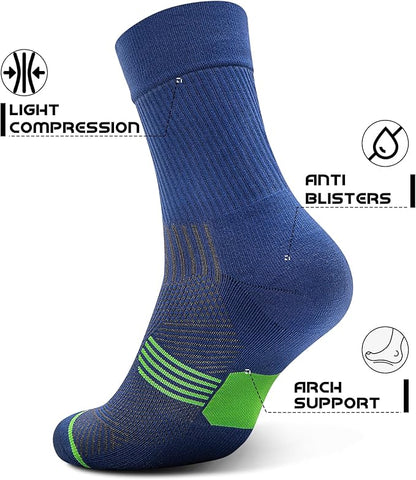 PAPLUS 3 Pairs Running Compression Socks for Men & Women, Atheltic Crew Socks with Cushion, Arch Support for Hiking, Cycling