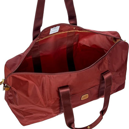 Bric's X-Travel Deluxe Duffle for Men and Women - Lightweight Overnight Carry On Travel Luggage with Tuscan Leather Trim and Sleeve Attachment - Water-Resistant Weekender or Gym-Ready Duffel