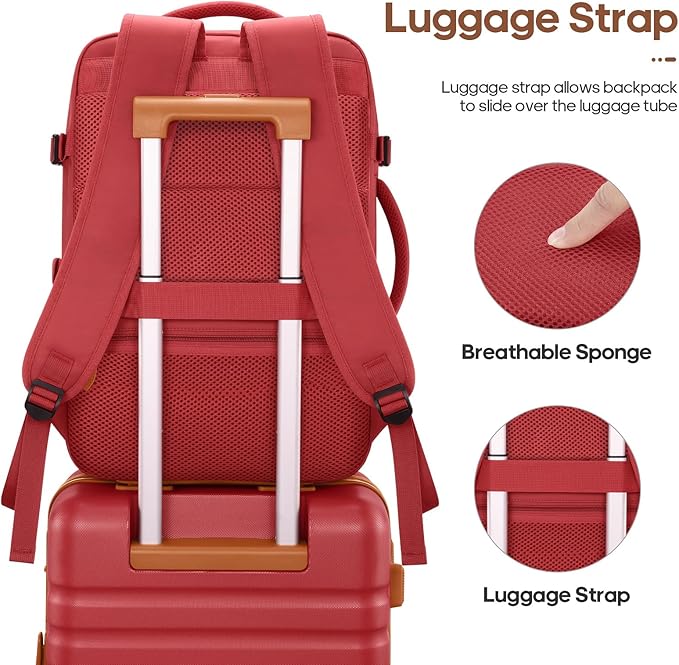 UKEIN Luggage Sets 3 Piece, Carry On Luggage 20In With Spinner Wheels,PC Hardside Suitcase Set with TSA Lock,Durable Carry On Suitcase With Travel Backpack for Men (Red, 3 piece set (20inch))