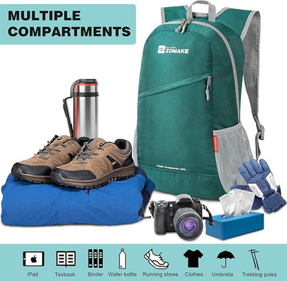 ZOMAKE Lightweight Packable Backpack 20L, Foldable Backpacks Small Daypack for Hiking Water Resistant Day Bag for Travel(Olive Green)