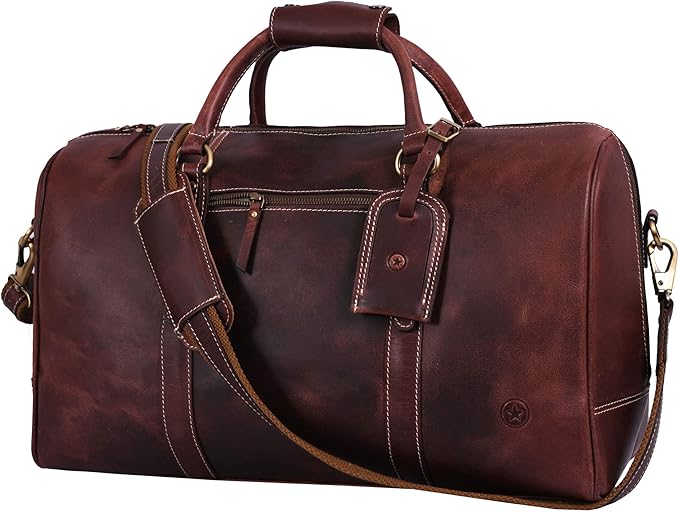 Leather Duffel Bag for Men & Women Travel, Weekend, Overnight, Gym Bag
