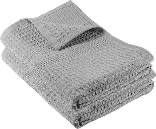 GILDEN TREE Waffle Hand Towels for Bathroom Quick Dry Towel Super Absorbent Thin 100% Cotton Lint Free, Hand Towels for Bathroom Set of 2, Classic Style (Pewter)