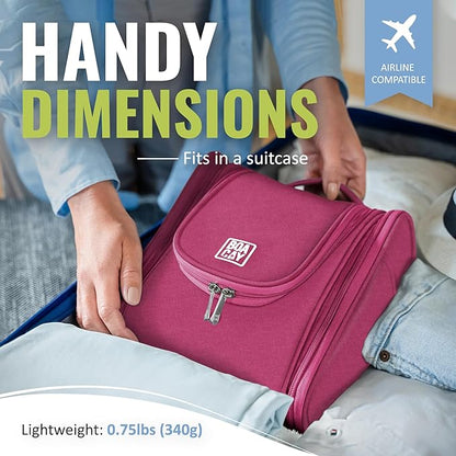 BOACAY Hanging Travel Toiletry Bag for Women and Men, Makeup Bag, Bathroom & Shower Organizer Kit for Accessories, Cosmetics, Travel Essentials