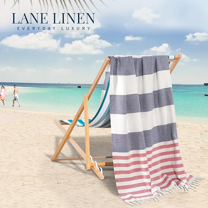 LANE LINEN Extra Large Beach Towel, 2 Pack Beach Towels Oversized, Pre-Washed, Quick Dry Pool Towels, Stylish Light Beach Towel for Women, Absorbent Sand Free Towel, 39"x71" - Old Glory Pink