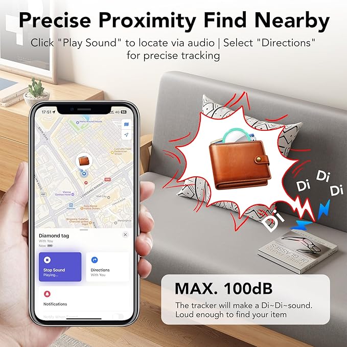 Air Tracker Tags 6 Pack, Bluetooth Trackers Work with Apple Find My (iOS Only), Smart Tag with Protective Case/Keychain, Item Finders for Luggage/Key/Suitcases, Replaceable Battery, Mint Cyan