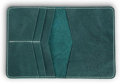 PEGAI Standard Full Grain Crazy Horse Leather Passport Holder | Custom Travel Passport Cover & Organizer | Handcrafted Leather Passport Wallet for Men and Women | Pike (Turqoise)