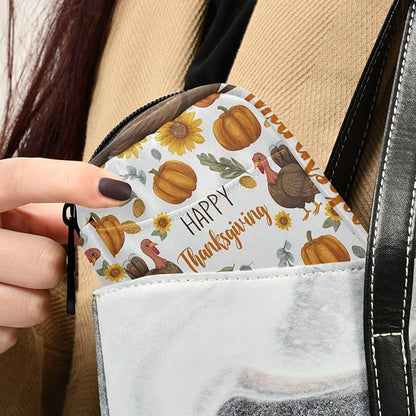 Thanksgiving Turkeys Sunflowers White Travel Pill Organizer Case Box Container Weekly Portable Vitamin Medicine Holder Storage Bag with Zipper Removable