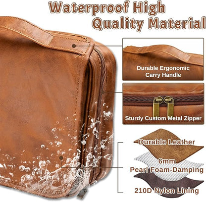 2025 Personalized Custom Christmas Gifts for Men, Large Hanging Toiletry Bag Leather Shaving Toiletries Bags for Him, Waterproof Travel Bag, Gift for Anniversary, Dad, Grandpa, Husband, Lover