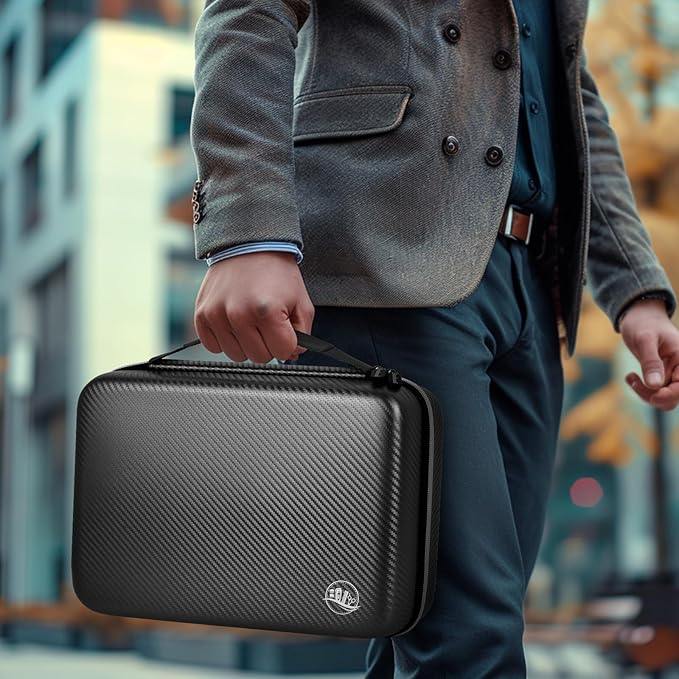 Boobowl Hard Travel Case for Hair Clippers, Hair Cutting Barber Supplies Organizer Bag, Trimmer Storage Holder for Ufree/for Wahl Men Razor Guard Grooming Kits -Box Only (Black+Silver Zipper)