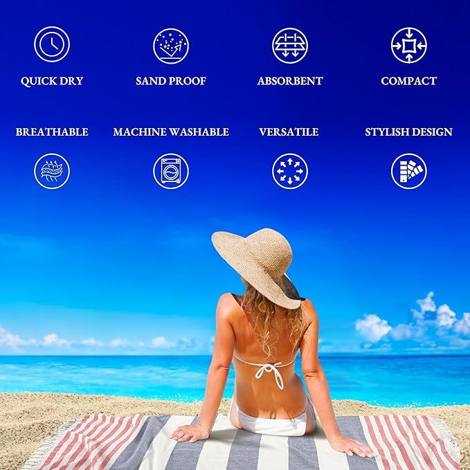 LANE LINEN Beach Towels 6 Pack - Oversized & Pre-Washed Large Beach Towel Set - Stylish Pool Towels for Adults, Quick Dry, Soft & Lightweight Lightweight Travel Towel Pack, 39"x71" - Coastal Harmony