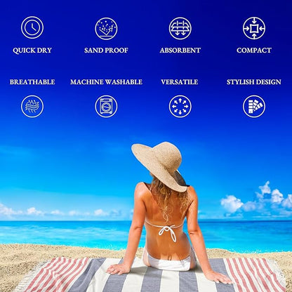 LANE LINEN Beach Towels 6 Pack - Oversized & Pre-Washed Large Beach Towel Set - Stylish Pool Towels for Adults, Quick Dry, Soft & Lightweight Lightweight Travel Towel Pack, 39"x71" - Coastal Harmony