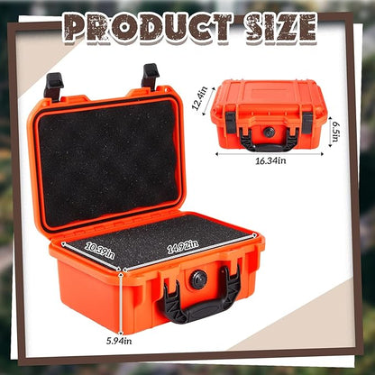 1 Pcs 16.3 x 12.4 x 6.5 Inch Waterproof Hard Case with DIY Customizable Foam Insert Portable Protective Case with Knife for Camera Drones Equipments Tools Test Instruments (Reddish Orange)