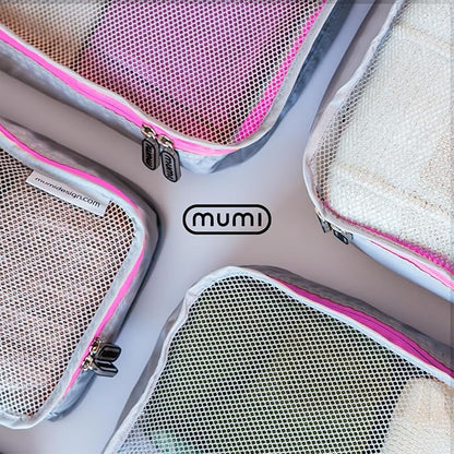 MUMI Packing Cubes – 5-Piece Compression Packing Cubes for Travel, Luggage Organizers for Suitcases, Carry-On Bags, Backpacks, and Duffel Bags – Space-Saving Travel Essentials - Orange
