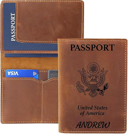 Personalized Leather Passport Holder, Custom Travel Wallet, Genuine Leather Passport Cover- Custom Engraved Passport Wallet, Wallet for Passports