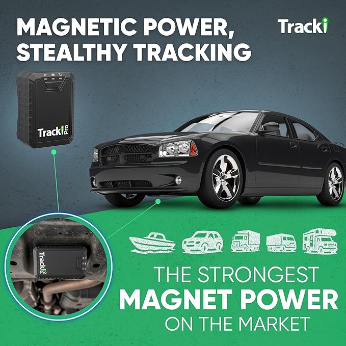 Tracki Pro GPS Tracker for Vehicles – Magnetic Waterproof 4G LTE Car Tracker, Long-Life Battery Up to 7 Months, Unlimited Distance, Smart Alerts, Hidden Tracking Device (Subscription Required)