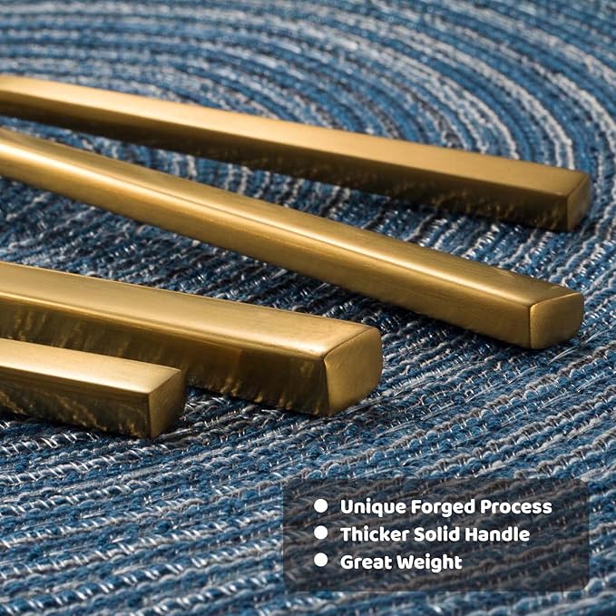 Alata Cube Gold 20-Piece Flatware Set, Forged Cutlery Set, Matte Gold Silverware Service for 4, Stainless Steel Tableware with Square Handle for Home/Restaurant, Dishwasher Safe