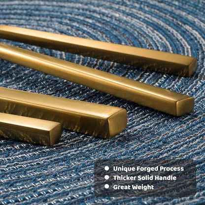 Alata Cube Gold 20-Piece Flatware Set, Forged Cutlery Set, Matte Gold Silverware Service for 4, Stainless Steel Tableware with Square Handle for Home/Restaurant, Dishwasher Safe