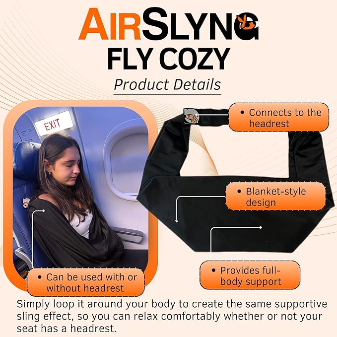 The Slyng-Premium Travel Blanket System – Blanket Body Sling for Deep Plane Sleep | Full-Body Support Ultra-Soft, Breathable, Compact Carry-On Travel Essential for Long Flights and Car Road Trips