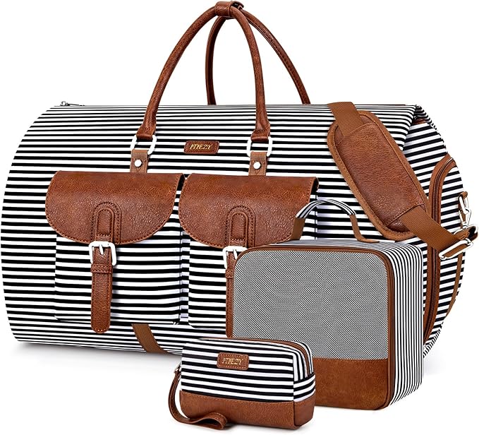Garment Duffle Bag for Travel - Convertible Carry on Garment Duffel Travel Bag for Women Men Large Weekender Bag with Shoes Pouch 2 in 1 Hanging Suit Travel Duffel Bag 3pcs Set