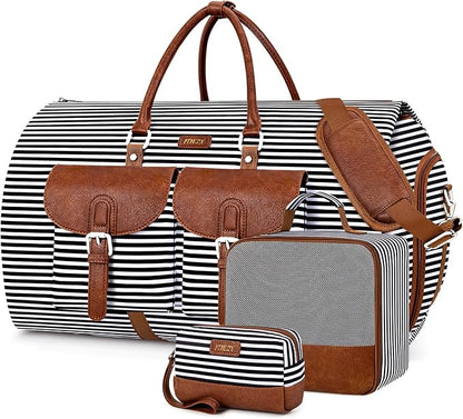 Garment Duffle Bag for Travel - Convertible Carry on Garment Duffel Travel Bag for Women Men Large Weekender Bag with Shoes Pouch 2 in 1 Hanging Suit Travel Duffel Bag 3pcs Set