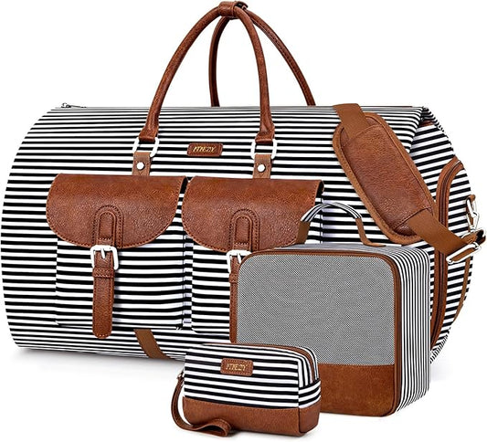 Garment Duffle Bag for Travel - Convertible Carry on Garment Duffel Travel Bag for Women Men Large Weekender Bag with Shoes Pouch 2 in 1 Hanging Suit Travel Duffel Bag 3pcs Set