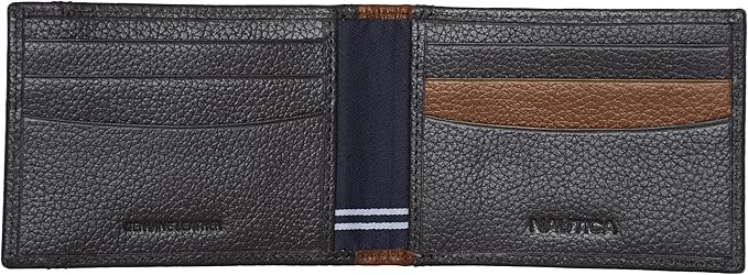 Nautica Men's Slim Wallet | Card Case | RFID Blocking | ID Window | Minimalist | Lightweight | Genuine Leather