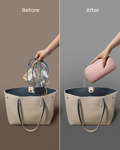 tomtoc Electronics Organizer Travel Case, Water Resistant Travel Bag Cable Organizer for Essentials, Tech Pouch Accessories Carry Storage for Cord, Phone, Cables, Airpods, USB Flash Drive, Daily Items