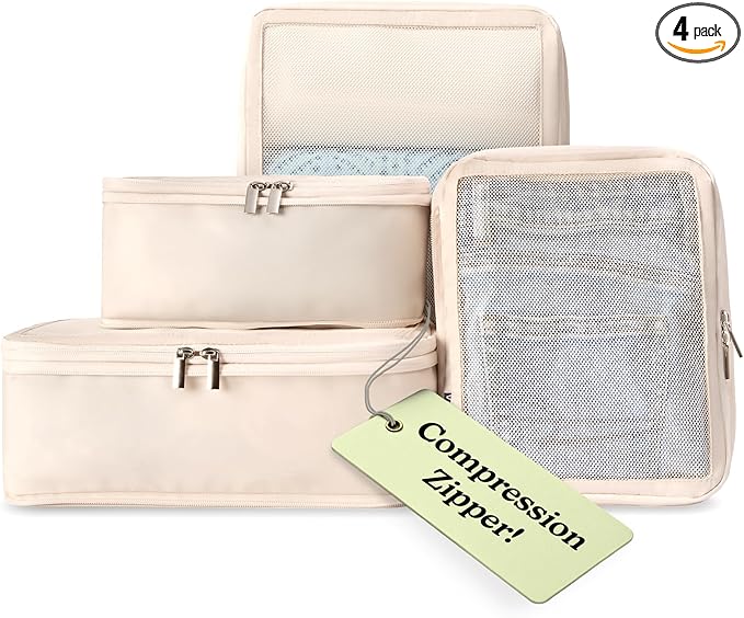 Vandel Space-Saving Compression Packing Cubes for Women, Men, Compressible Carry On Suit Case Organizer Luggage Packing Cubes for Travel Organizer Bags for Luggage and Backpacks, Suitcase Cube