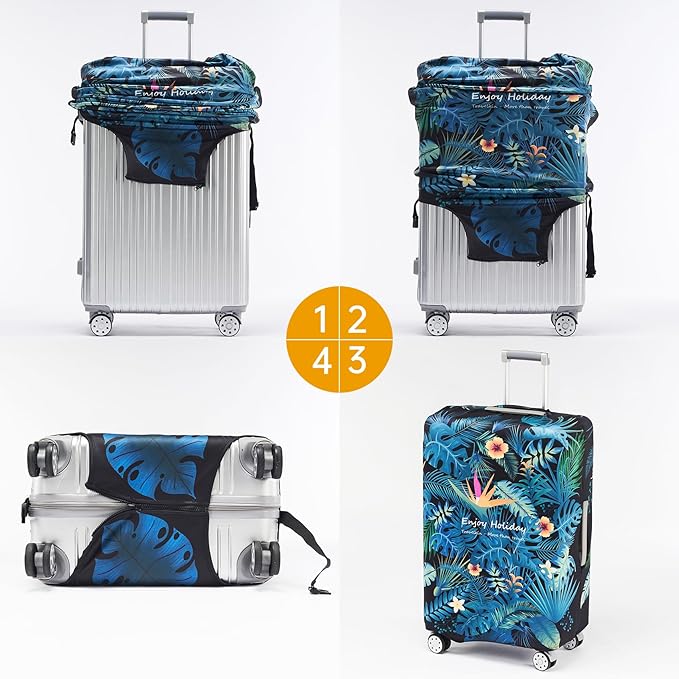 Travelkin Luggage Covers For Suitcase Tsa Approved,Suitcase Cover Protector Fit 18-32 Inch Luggage (Paradise, S)