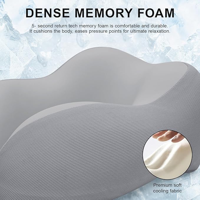 Travel Pillow for Airplane Memory Foam Neck Pillow, Soft & Support Travel Pillow for Travelling, Sleeping Rest, Car, Train and Home Use (Grey)